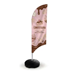 Wind Banner Promocional para Ponto de Venda VELA (P) TECIDO TECNOSPORT 100% SINTÉTICO 1.85M X  0.65M DUPLA-FACE | IMPRESSÃO ULTRA-HD EPSON ESTRUTURA DE ALUMÍNIO INTEIRIÇA COSTURA OVERLOQUE EXTERNO BASE TITAN BLACK COM ALÇA