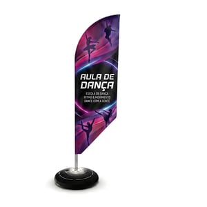 Wind Banner Promocional para Divulgação Rápida ÂNGULO (P) TECIDO TECNOSPORT 100% SINTÉTICO 1.85M X  0.65M DUPLA-FACE | IMPRESSÃO ULTRA-HD EPSON ESTRUTURA DE ALUMÍNIO INTEIRIÇA COSTURA OVERLOQUE EXTERNO BASE TITAN BLACK COM ALÇA