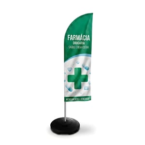 Wind Banner Promocional para Marketing FACA (M) Base Titan Black Modelo Maleta com Alça 2.45m x 0.65m Dupla-Face | Impressão Sublimática Modelo FACA Estrutura de Alumínio Inteiriça SOMENTE RETIRADA
