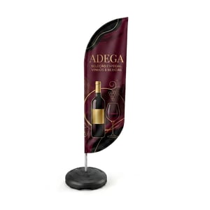 Wind Banner Promocional para Uso Comercial PENA (P) TECIDO TECNOSPORT 100% SINTÉTICO 1.85M X  0.65M DUPLA-FACE | IMPRESSÃO ULTRA-HD EPSON ESTRUTURA DE ALUMÍNIO INTEIRIÇA COSTURA OVERLOQUE EXTERNO BASE TITAN BLACK COM ALÇA