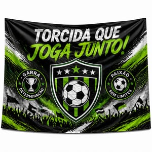 Bandeirão de Futebol Personalizado Sob Medida TECIDO TECNOSPORT 100% SINTÉTICO TAMANHO PERSONALIZADO 4X0 COR ULTRA-HD IMPRESSÃO ULTRA-HD SUBLIMÁTICA COSTURA BAINHA EM VOLTA FRETE GRÁTIS NAS COMPRAS ACIMA DE 100,00, CONSULTE AS REGIÕES.