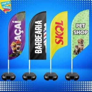 WIND BANNER COMPLETO (G) TECIDO TECNOSPORT 100% SINTÉTICO 2.90M X 0.65M DUPLA-FACE | IMPRESSÃO ULTRA-HD EPSON ESTRUTURA DE ALUMÍNIO DESMONTÁVEL FACA | PENA | VELA | ÂNGULO / BASE TITAN BLACK FRETE GRÁTIS NAS COMPRAS ACIMA DE 100,00, CONSULTE AS REGIÕES.