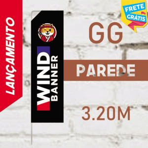 WIND FULL PAREDE (GG) Completo com Hastes e Suporte de Aço 3.20m x 0.65m Dupla-Face 4 x 4 RETANGULAR Embalagem | Estrutura de Alumínio Desmontável FRETE GRÁTIS NAS COMPRAS ACIMA DE 100,00, CONSULTE AS REGIÕES.