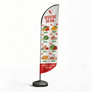 Wind Banner Fibra G para Eventos DUPLA-FACE 3.0M X 0.65M FACA | PENA | VELA | ÂNGULO / BASE TITAN BLACK TECNOSPORT ESTRUTURA DE FIBRA DESMONTÁVEL FRETE GRÁTIS NAS COMPRAS ACIMA DE 100,00, CONSULTE AS REGIÕES.