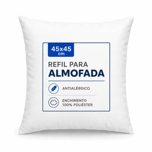 REFIL PARA ALMOFADA FIBRA VIRGEM DE SILICONE ANTIALÉRGICO 45CM X 45CM BRANCA TECIDO TACTEL ENCHIMENTO 500GR / SUPER MACIA 🚚 FRETE E ARTE GRÁTIS PARA O ESTADO DE SÃO PAULO!