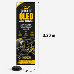 WIND BANNER RETANGULAR EXTRA GRANDE GG Base Titan Black Redonda 3.20m x 0.65m Dupla-Face | Impressão Ultra-HD EPSON Tecido TecnoSport 100% Sintético RETANGULAR Estrutura de Alumínio Desmontável
