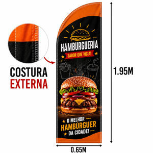 TECIDO WIND BANNER COSTURA EXTERNA FACA Tecido 100% Poliéster 1.95M X 0.65M Dupla-Face | Impressão Sublimática Costura Externa Interlock Linha branca 