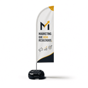 WIND BANNER PADRÃO PEQUENO P Base Titan Black 1.85M X 0.65M Dupla-Face | Impressão Ultra-HD EPSON Tecido TecnoSport 100% Sintético FACA | PENA | VELA | ÂNGULO Estrutura de Alumínio Desmontável