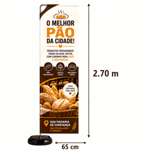 WIND BANNER RETANGULAR GRANDE G Base Titan Black Redonda 2.70m x 0.65m Dupla-Face | Impressão Ultra-HD EPSON Tecido TecnoSport 100% Sintético RETANGULAR Estrutura de Alumínio Desmontável