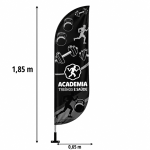 WIND BANNER PAREDE PEQUENO P Completo com Hastes e Suporte de Aço 1.85M X 0.65M Dupla-Face Ultra-HD Sublimática EPSON Modelos PENA-FACA-VELA-ÂNGULO Embalagem 