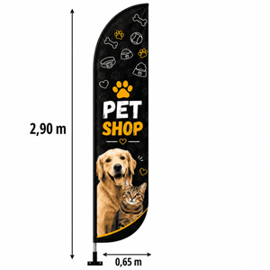 WIND BANNER PAREDE GRANDE G Completo com Hastes e Suporte de Aço 2.90M X 0.65M Dupla-Face Ultra-HD Sublimática EPSON Modelos PENA-FACA-VELA-ÂNGULO Embalagem Estrutura de Alumínio Desmontável