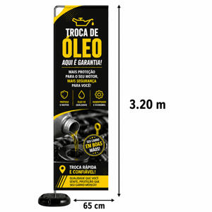 WIND BANNER RETANGULAR EXTRA GRANDE GG Base Titan Black Redonda 3.20m x 0.65m Dupla-Face | Impressão Ultra-HD EPSON Tecido TecnoSport 100% Sintético RETANGULAR Estrutura de Alumínio Desmontável