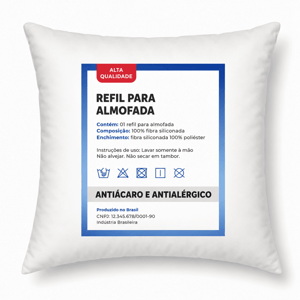 REFIL PARA ALMOFADA FIBRA VIRGEM DE SILICONE ANTIALÉRGICO 45CM X 45CM BRANCA TECIDO TACTEL ENCHIMENTO 500GR / SUPER MACIA FRETE GRÁTIS NAS COMPRAS ACIMA DE 100,00, CONSULTE AS REGIÕES.