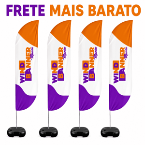 KIT COM 04 WIND BANNERS COMPLETOS TECIDO TECNOSPORT 100% SINTÉTICO P-M-G-GG DUPLA-FACE | IMPRESSÃO ULTRA-HD EPSON ESTRUTURA DE ALUMÍNIO DESMONTÁVEL FACA | PENA | VELA | ÂNGULO / BASE TITAN BLACK FRETE GRÁTIS NAS COMPRAS ACIMA DE 100,00, CONSULTE AS REGIÕES.