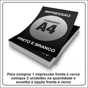 Impressão Jato de Tinta - Preto e Branco Papel Sulfite A4 (21 x 29,7cm) 1x0   