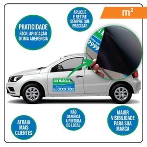 Imã para Carro por M² Manta Magnética Personalizada 0,8mm + Adesivo Vinil Tamanho Personalizado 4x0 cores  Corte Reto 