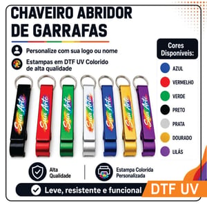 Chaveiro de Metal Abridor de Garrafa (Pé de Galinha) DTF UV Aluminio  4x0 DTV UV  