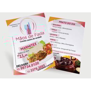 Panfleto 4/4 Cor Papel Couchê 115g Couchê 115g 10x15cm 4/4 Impressão colorida na frente e no verso.   