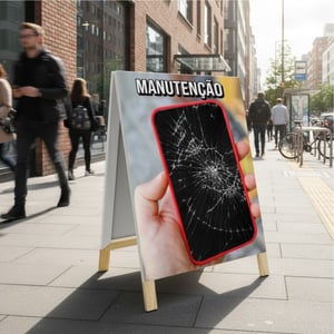 Cavalete 60x100cm Madeira de Pinus 60X100cm Impressão Digital Colorida Lona Front Light Dobradiças Metálicas 