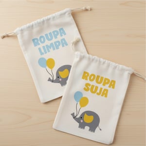 Kit Sacos Organizadores Tecido Oxford 30x38cm Estampa Colorida  Cordão Kit 2 Unidades