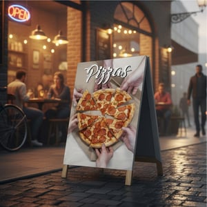 Cavalete 70x100cm Madeira de Pinus 70x100cm Impressão Digital Colorida Lona Front Light Dobradiças Metálicas 