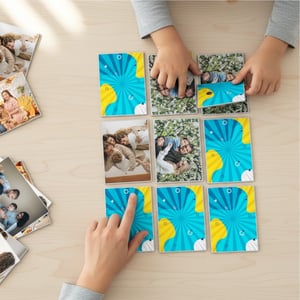 Jogo da Memória Fotográfico Papel Glossy 230g Cartas 6x8,5cm Impressão Colorida Plastificação 0,05mm Refile 15 Pares