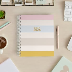 Agenda Rafa Miolo Off Set 7g 18x21cm Impressão Colorida Capa Dura Laminada Fechamento em Espiral 