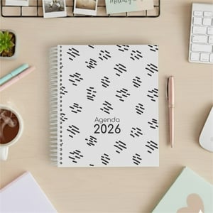 Agenda Tania Miolo Off Set 7g 18x21cm Impressão Colorida Capa Dura Laminada Fechamento em Espiral 