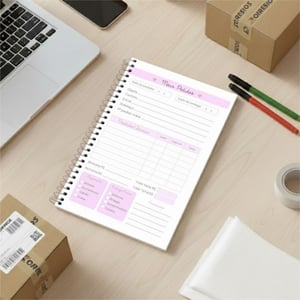 Controle de Pedidos Miolo Off Set 90g 15,5x21,5cm Colorido Laminação Padrão Espiral Cristal Capa Dura