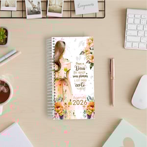 Agenda Planos - Slim Miolo Off Set 75g 11x21cm Impressão Colorida Capa Dura Laminada Fechamento em Espiral 