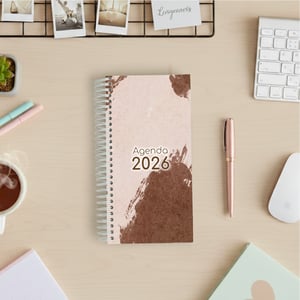 Agenda Organizar - Slim Miolo Off Set 7g 11x21cm Impressão Colorida Capa Dura Laminada Fechamento em Espiral 