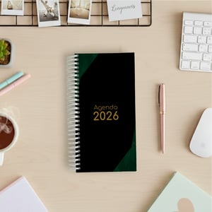 Agenda Tempo - Slim Miolo Off Set 7g 11x21cm Impressão Colorida Capa Dura Laminada Fechamento em Espiral 