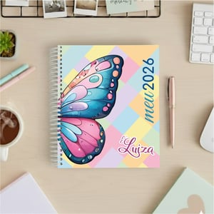 Agenda Capa Personalizada Miolo Off Set 75g 18x21cm Impressão Colorida Capa Dura Laminada Fechamento em Espiral 