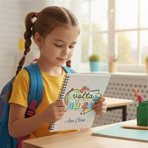 Caderno Escolar 15x21cm Personalizado Capa Dura Miolo Off Set 15x21cm Impressão Colorida Laminação Padrão Fechamento em Espiral 