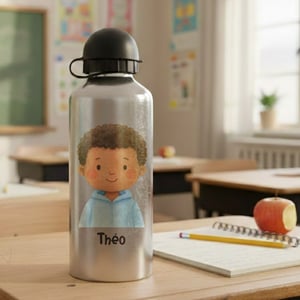 Squeeze de Alumínio Personalizada Alumínio Prata 500ml Estampa Colorida  Tampa Bolinha 