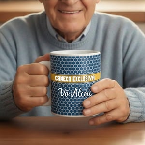 Caneca para Idoso Personalizada Polímero (Plástico) 325ml Estampa Colorida Sublimação Branca Brilho 