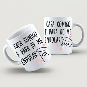 Caneca Casa Comigo Cerâmica Branca  Estampa Colorida  Brilho 325ml