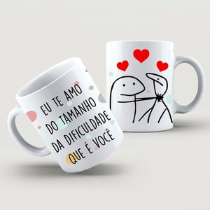 Caneca Eu te amo... Cerâmica Branca  Estampa Colorida  Brilho 325ml