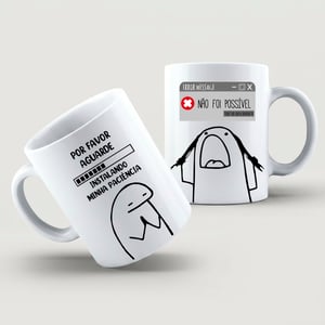 Caneca Instalando Paciência Cerâmica Branca  Estampa Colorida  Brilho 325ml