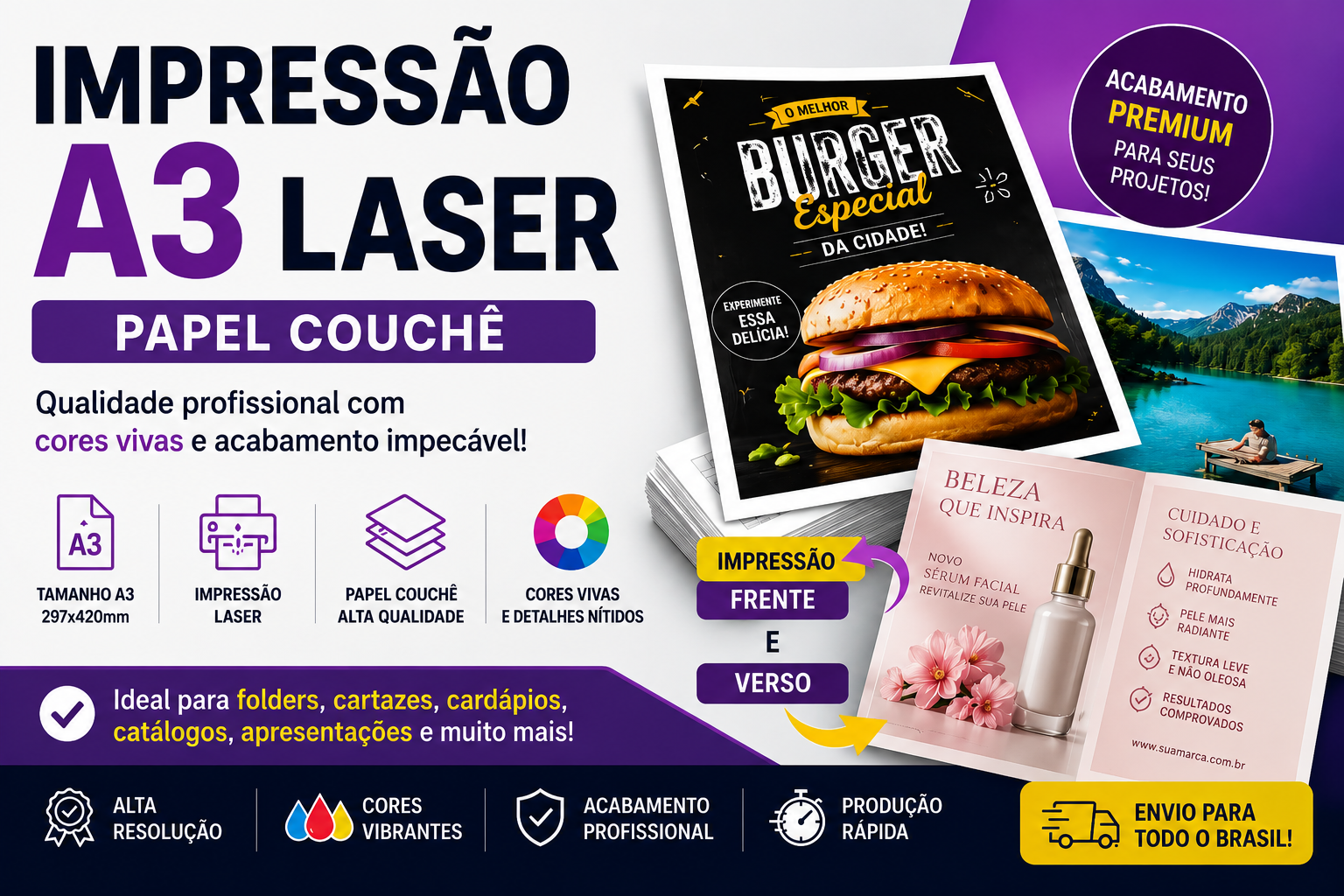 IMPRESSÃO FOLHA A3 - FRENTE E VERSO