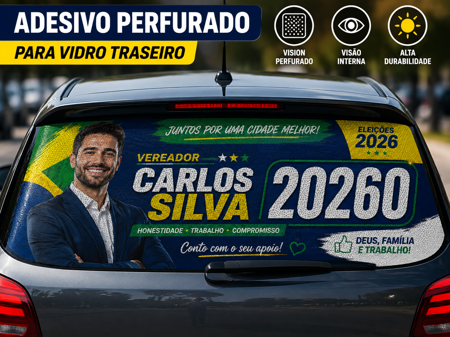 Adesivo Vidro Traseiro Eleições