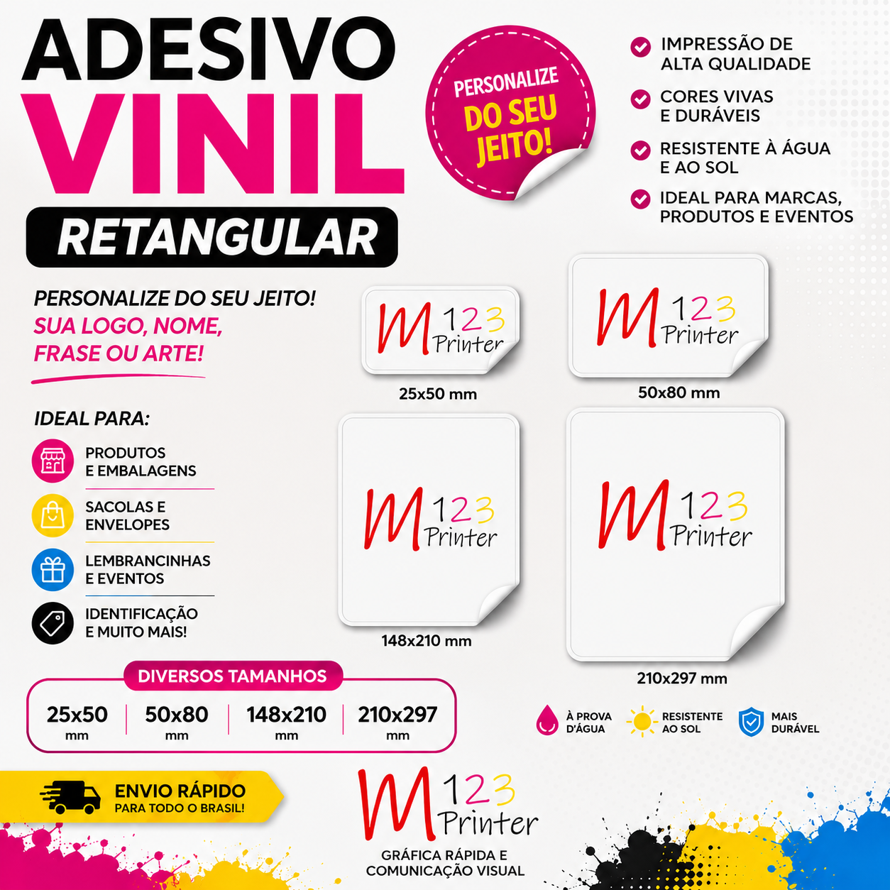 ADESIVO EM VINIL PERSONALIZADO (retangular)