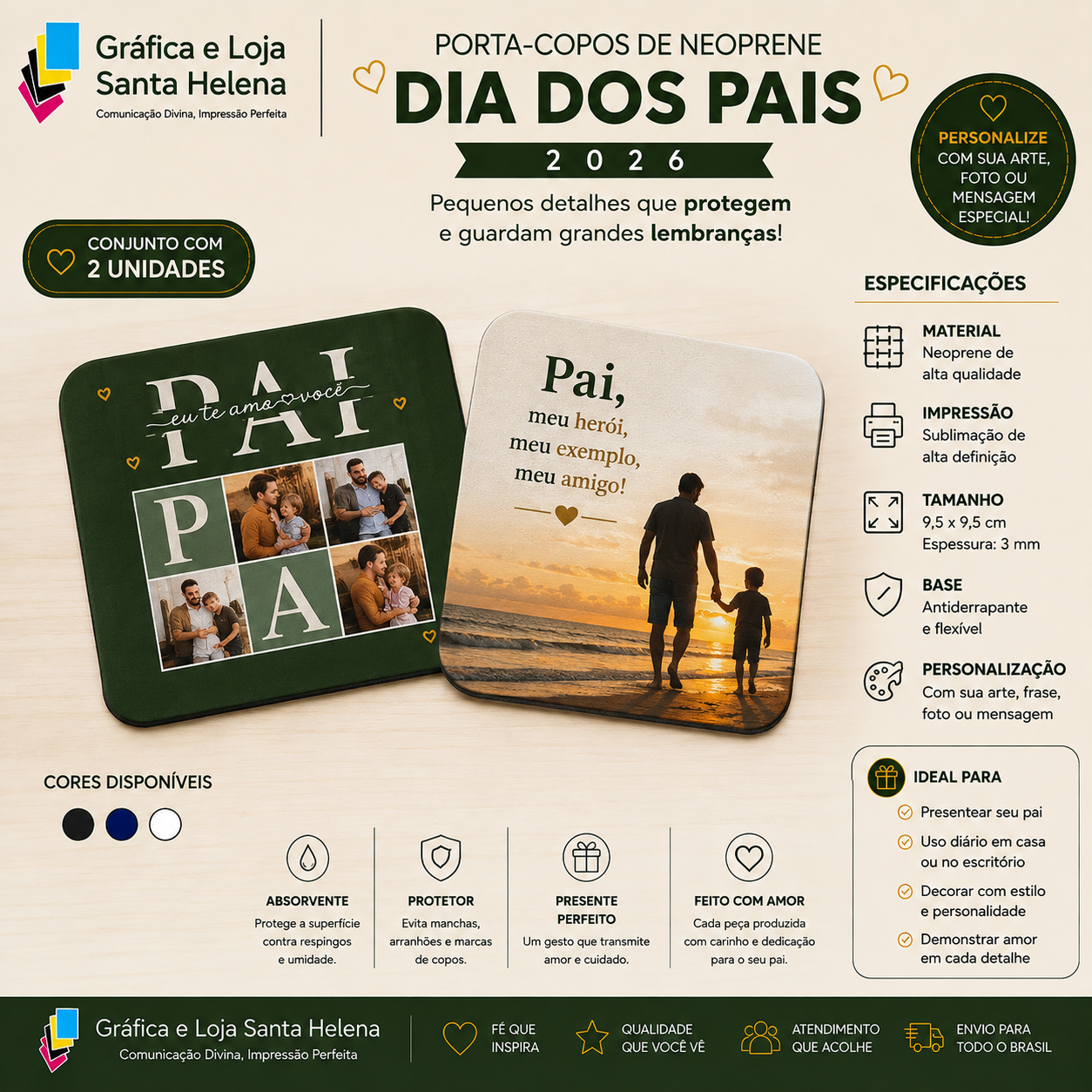 Porta Copos Personalizado - Dia dos Pais