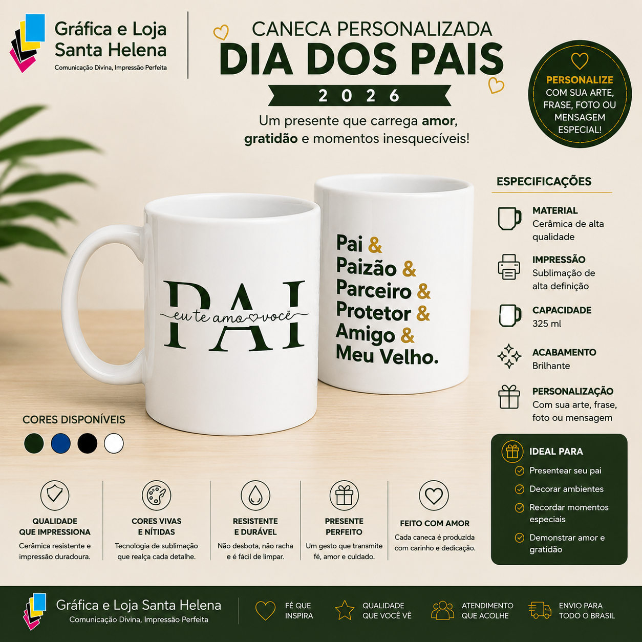 Caneca Cerâmica Personalizada - Dia dos Pais