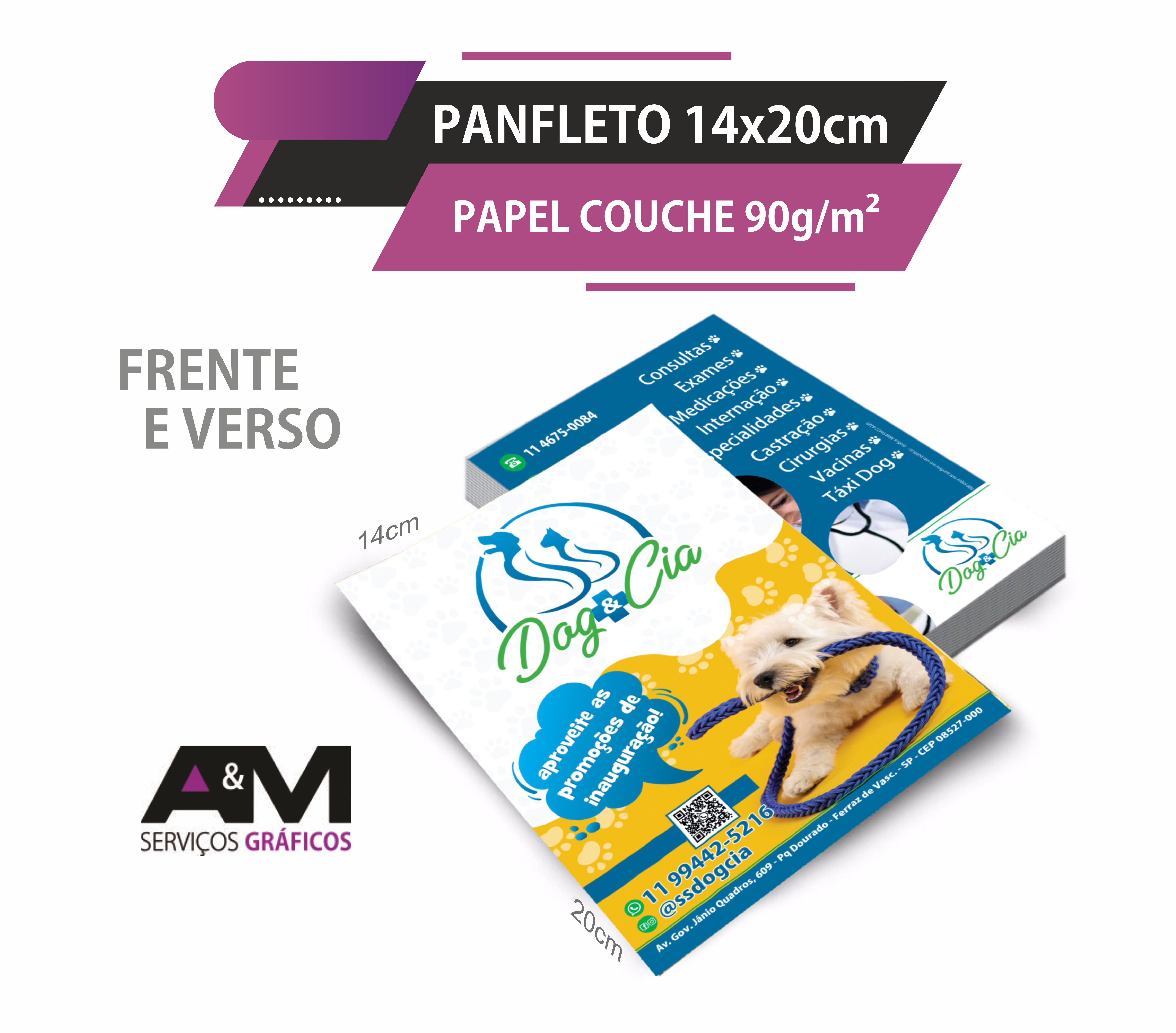 Panfleto 14x20cm - 90g/m² - Frente e Verso
