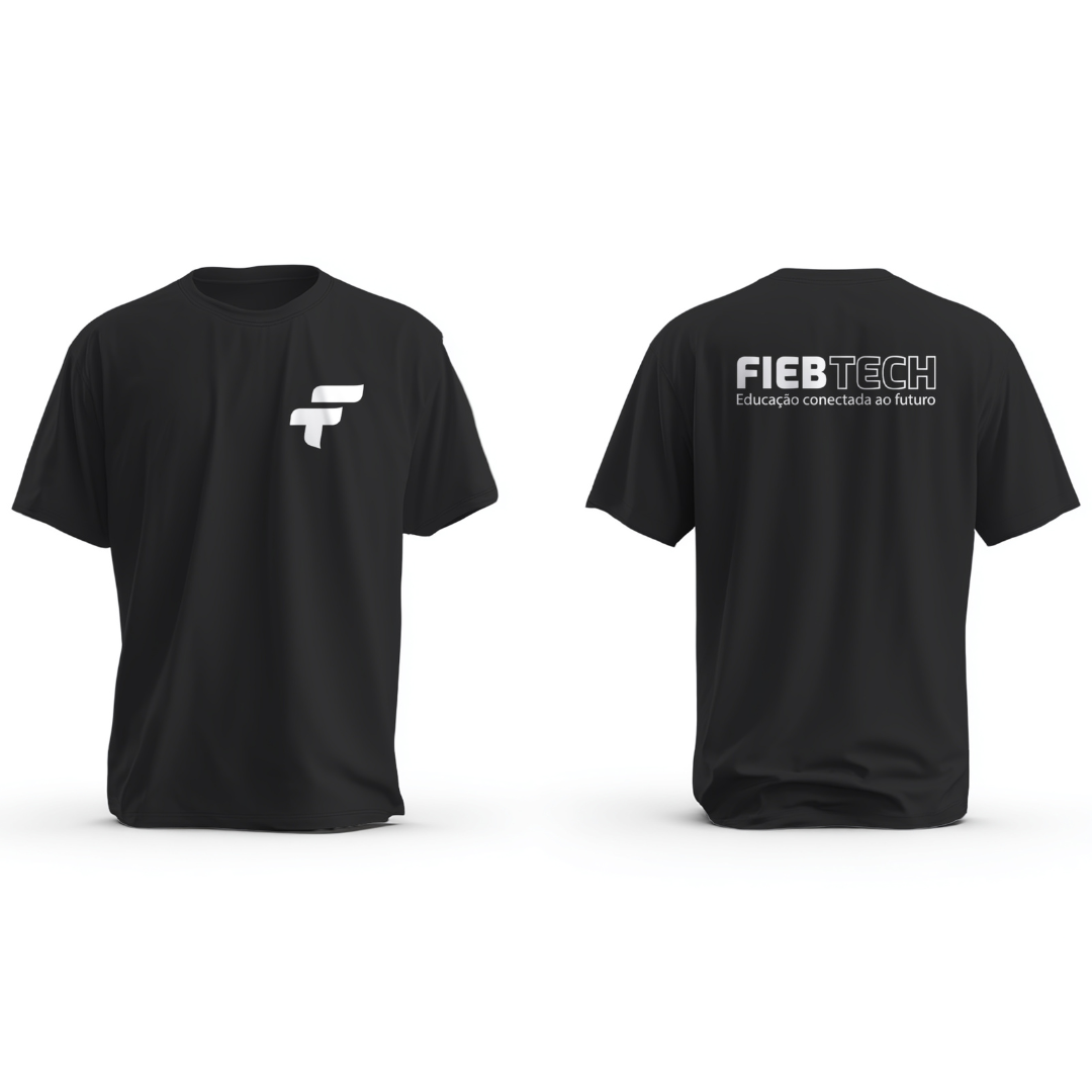 Camiseta preta e colorida unissex - Uniforme FIEB