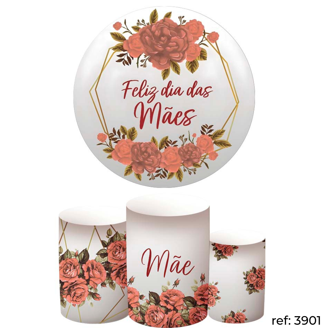 Dia das Mães - Kit Festa (Painel 150cm + Trio de Cilindros)