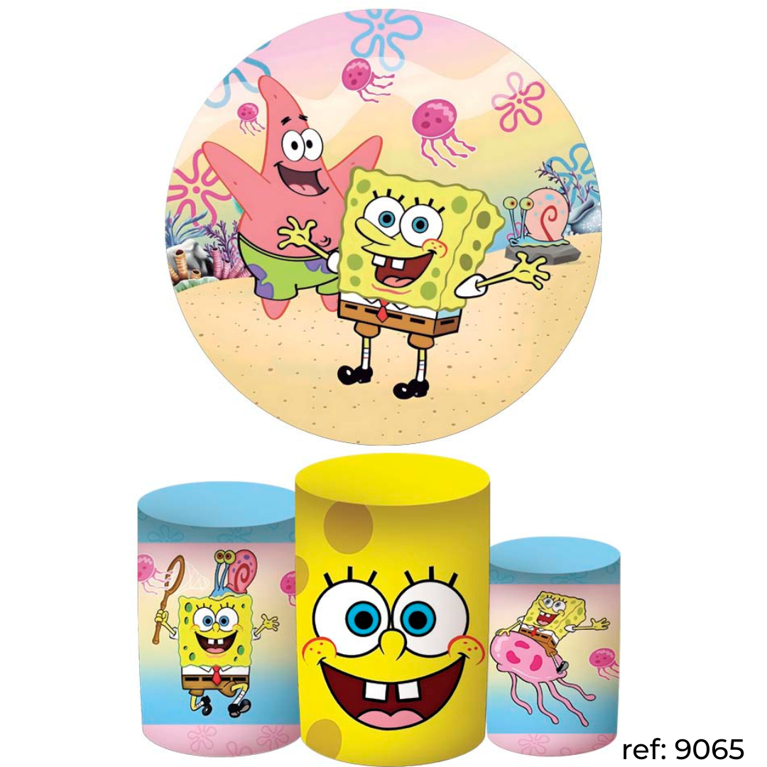 Bob Esponja - Kit Festa (Painel 150cm + Trio de Cilindros)