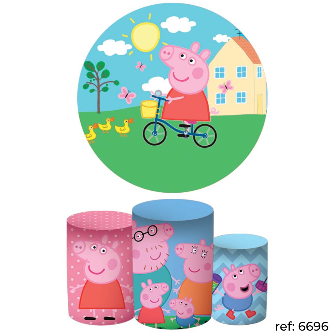 Peppa Pig - Kit Festa (Painel 150cm + Trio de Cilindros)