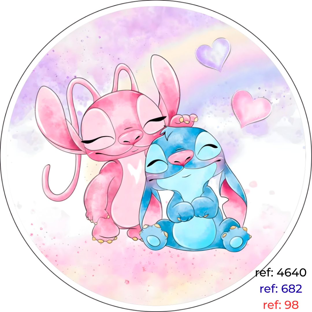 Stitch e Angel - Capa de Painel Redondo
